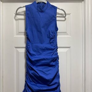 Zara Royal Blue Ruched Midi Dress